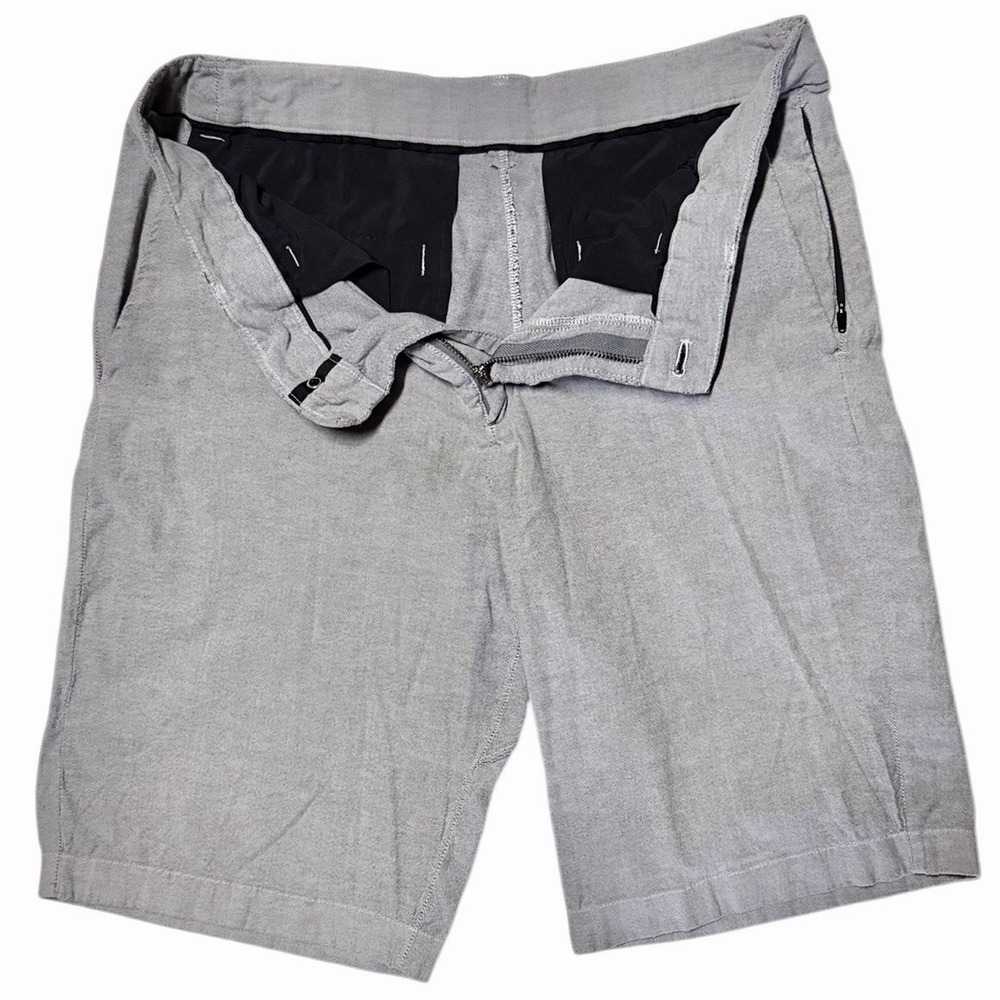 Lululemon Commission Shorts Men 33 Gray Woven 11" Qwick Oxford Chino Casual Golf - Picture 5 of 10